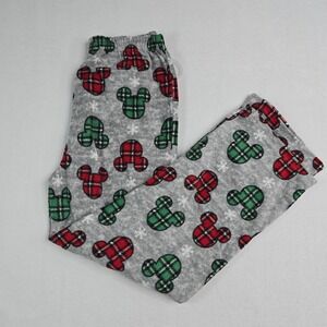 Disney Kids 12 Fleece Pajama Pant Mickey Mouse Plaid Snowflake Holiday Christmas